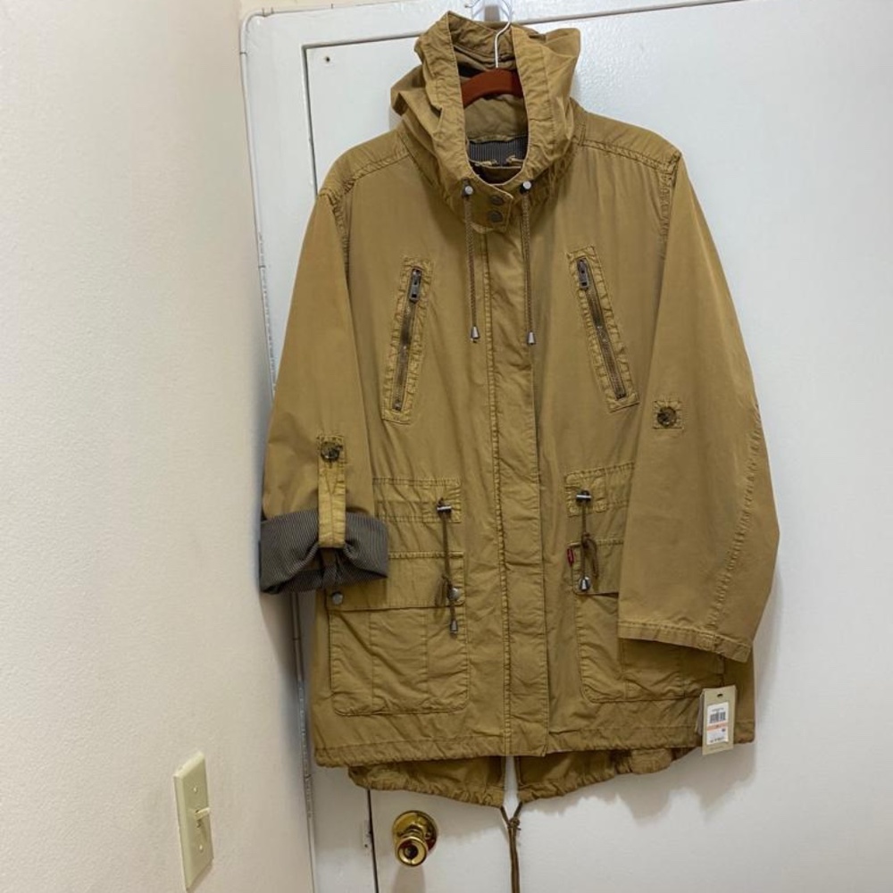 NWT Levi's Women's Cotton Hooded Anorak Dull Gold Jacket - Size XXL - Picture 6 of 10